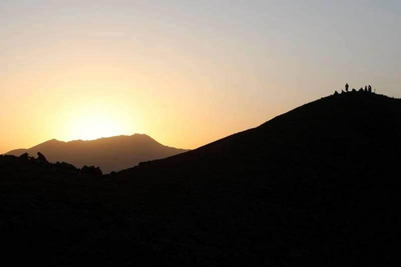 Sunset over a mountain ridge